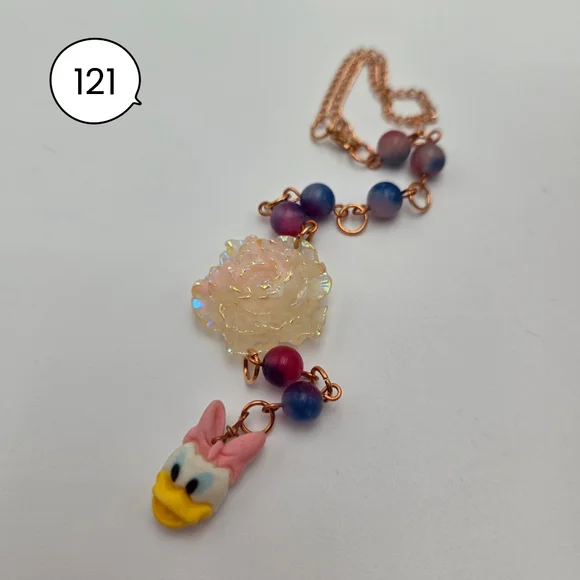 Handmade Rose and Character Pendant car charm - Picture 2 of 4